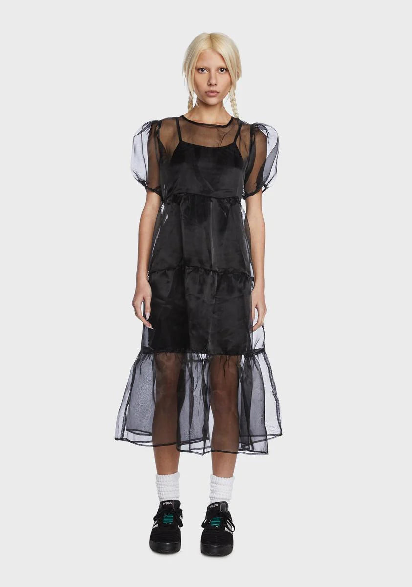 Tiered Organza Midi Dress