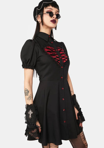 Heart Button Mini Dress