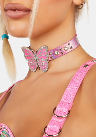 Rave Life Holographic Butterfly Choker