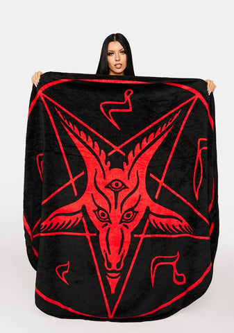 Satanic Circle Baphomet Throw Blanket