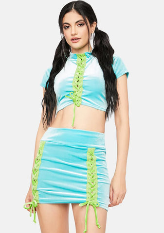 Sky Modern Angel Velour Mini Skirt