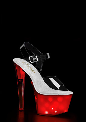 Discolite-708 Platform Ankle Strap LED Illuminated Sandals-Clear