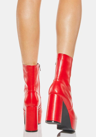 Red Making Moves Platform Boots