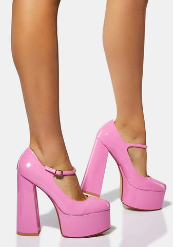 Pink Sparkley Patent Platform Heels