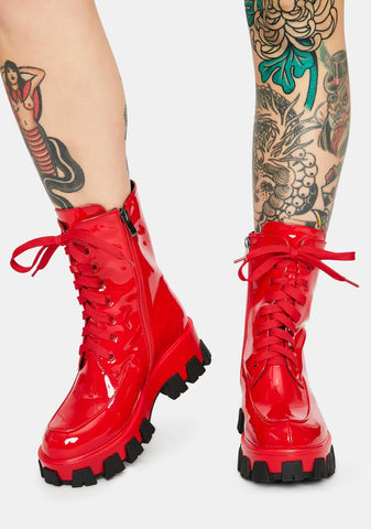 Red Excision Combat Boots