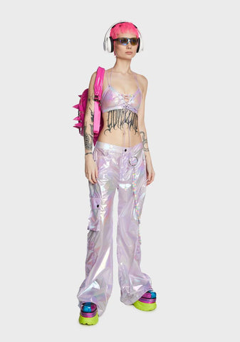 Ace Of Bass Lace-Up Bra Top - Lavender