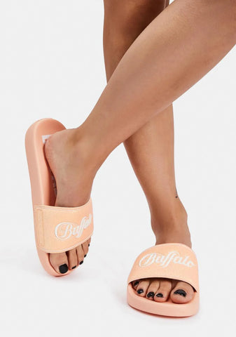 Peach Glitter Rio Slides