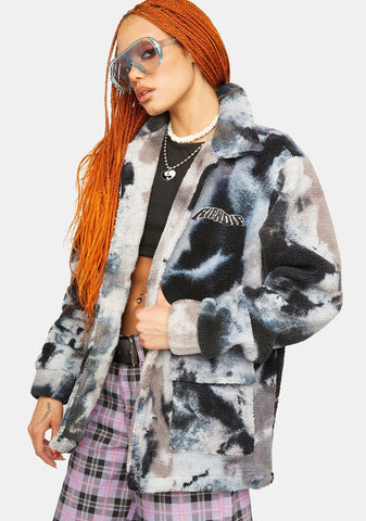 Warped Tie Dye Sherpa Jacket
