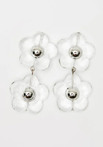 Days With Daisies Clear Flower Earrings