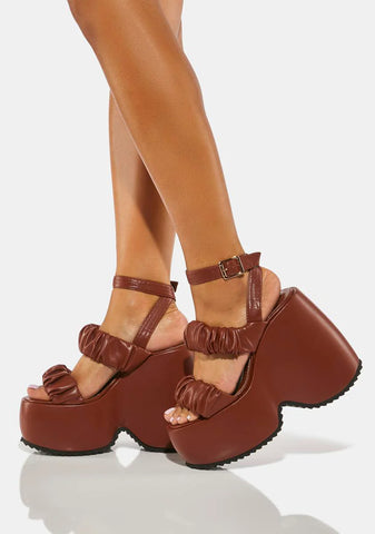 Brown Egey Platform Sandals