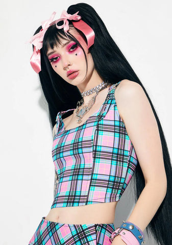 Mistakes & Heartbreaks Plaid Corset Top
