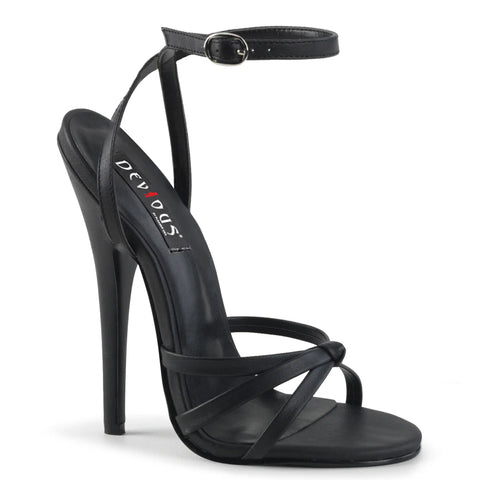 Domina-108 Strappy Ankle Wrap Sandals-Black PU