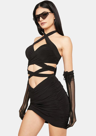 Can't Stop Me Wrap Halter Dress