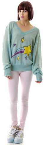 Shooting Star School Girl V-Neck Sweater - Pink