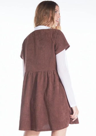 Simple Plans Corduroy Babydoll Dress