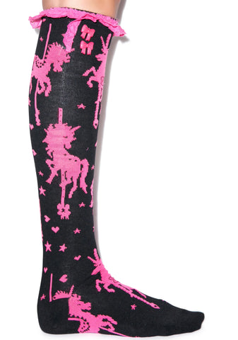 Unicorn Carousel Eyelet Knee Sock