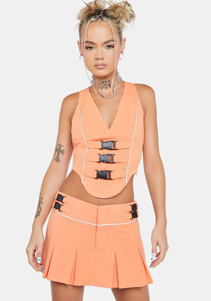 Apricot Across The Club Skirt Set