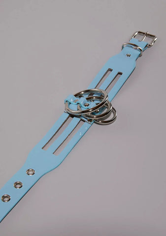 Blue Make Me Vegan Leather Choker