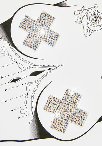 Crystal Silver Cross Pasties