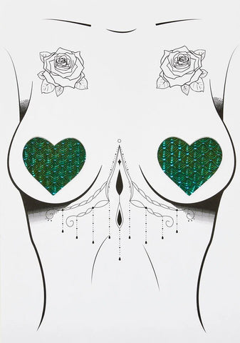 Space Mermaid 3D Holographic I Heart U Pasties