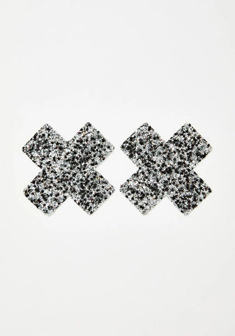 Silver Chunky Glitter Cross Pasties