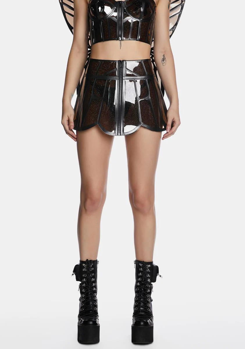 Dark Butterfly Supreme Glitter Mini Skirt