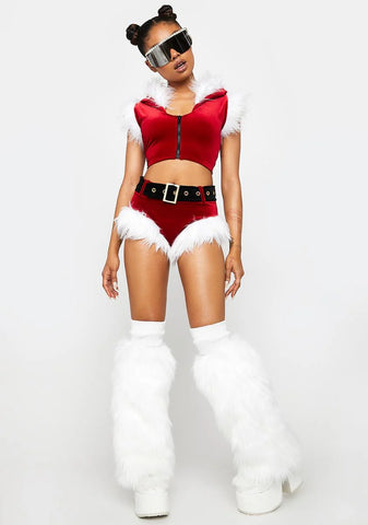 High Waisted Shorts With Fur Trim