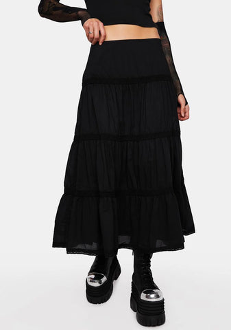 Raven Ruffle Maxi Skirt