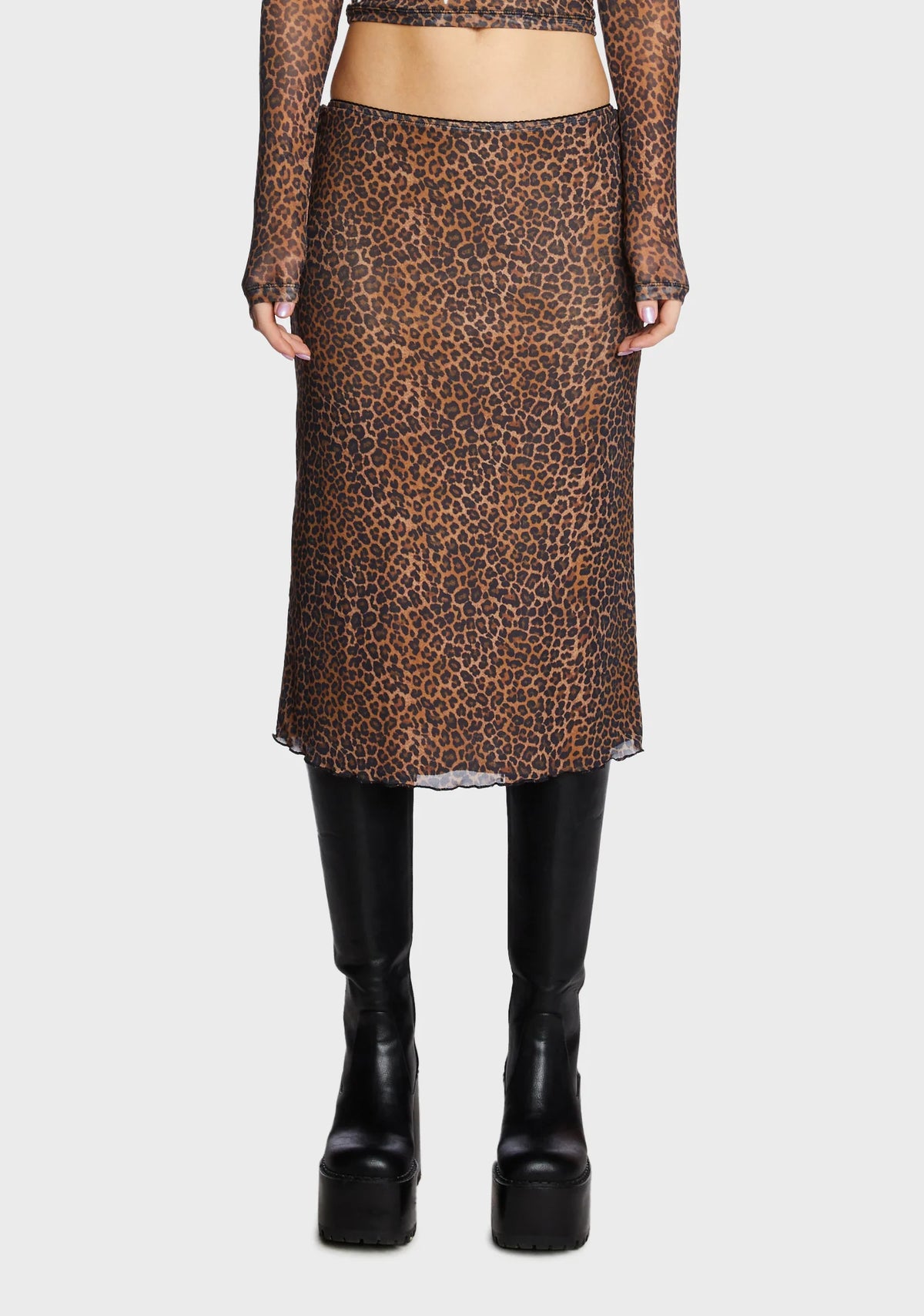 Rujha Midi Skirt - Mesh Rar Leopard