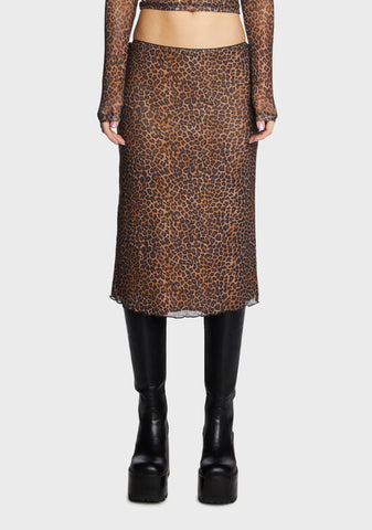 Rujha Midi Skirt - Mesh Rar Leopard