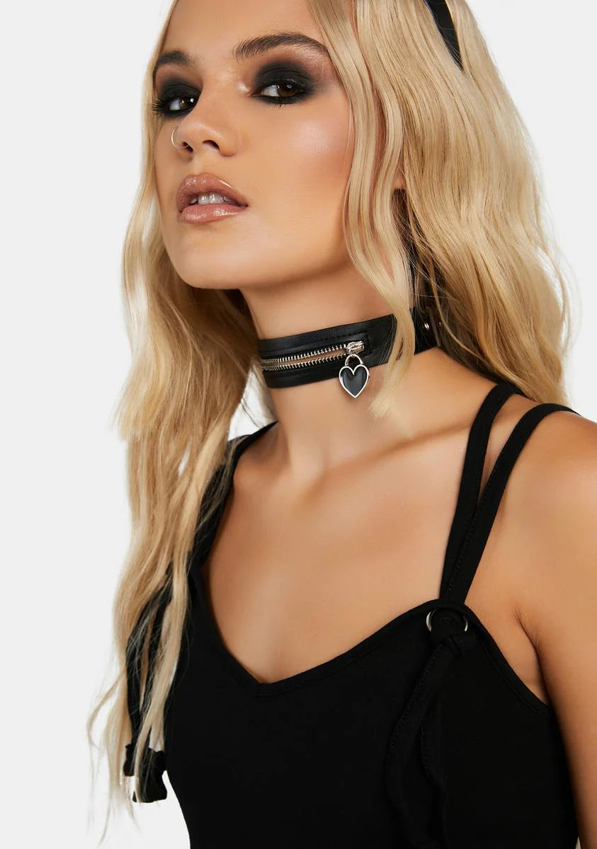 Hide Your Feelings Zip Choker
