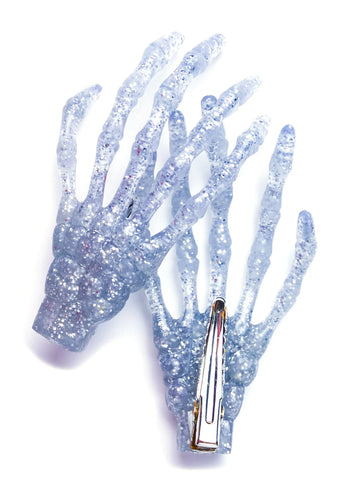 Skeleton Bone Hands Hair Slides - Gold