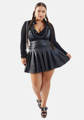 Trendy Trailblazer Vegan Leather Pleated Mini Skirt