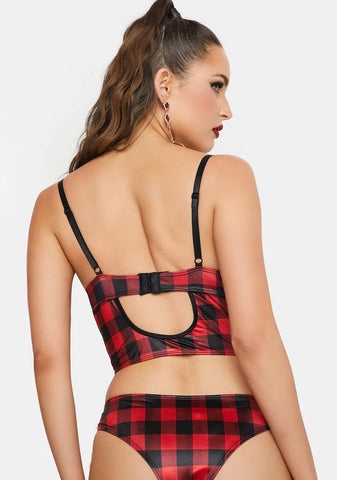 You're Exciting Plaid Lingerie Set