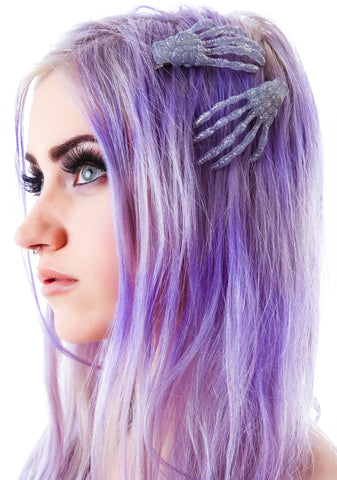 Skeleton Bone Hands Hair Slides