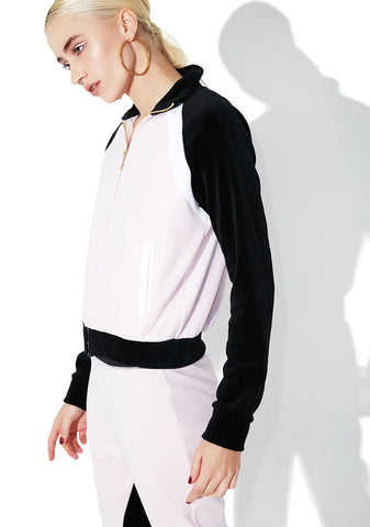 Velour Color Blocked Zip Up