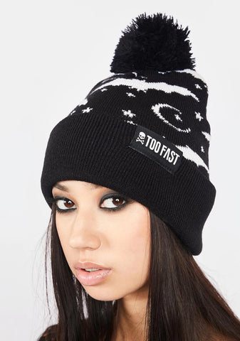 Bat And Moon Knit Beanie