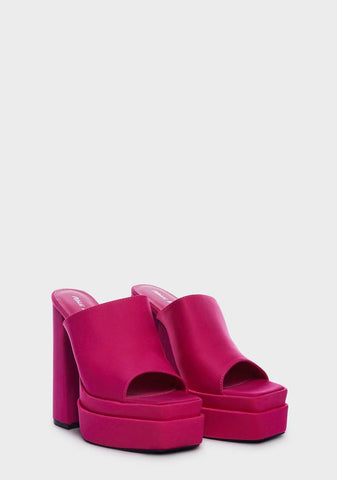 Wide Fit Pink Sky High Platform Mules