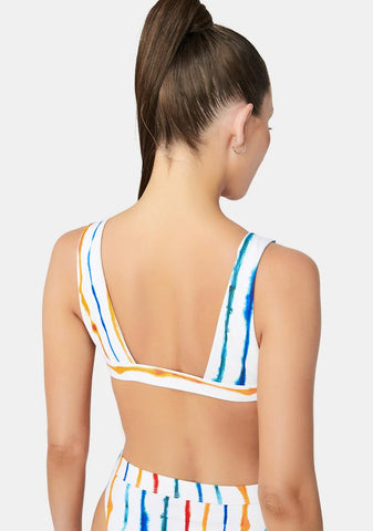 Watercolor Multi Stripe Festival Bikini Top