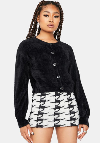 Wicked Class Act Cardigan And Houndstooth Skirt Set