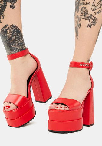 Red Just Coz Platform Sandals