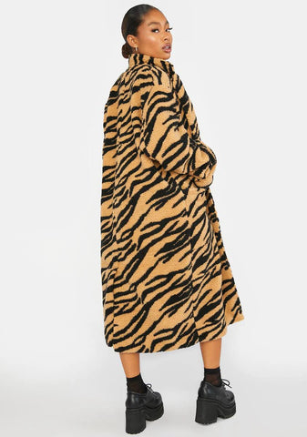 Tiger Sherpa Long Overcoat