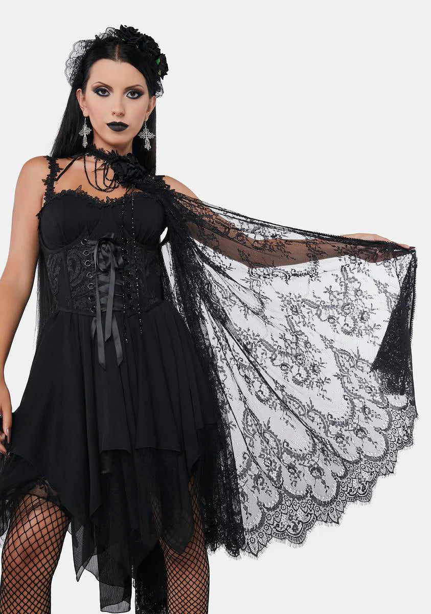 Embroidered Gothic Lace Cape