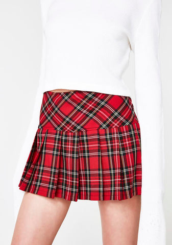 Pleated Bloody Plaid Skirt