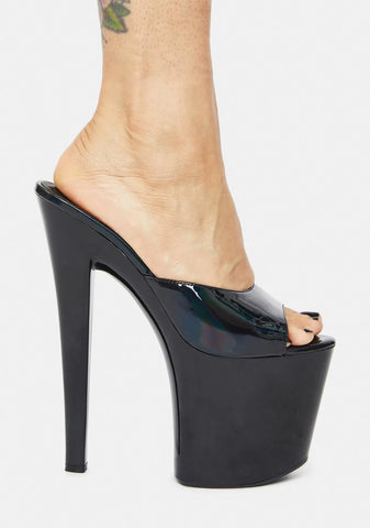 Sasha Black Hologram Platform Heels