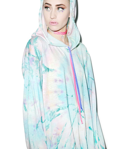 Metallic Tie Dye Hooded Shirt