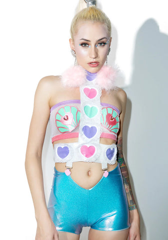Reversible Hologram Mermaid Shorts - Light Blue