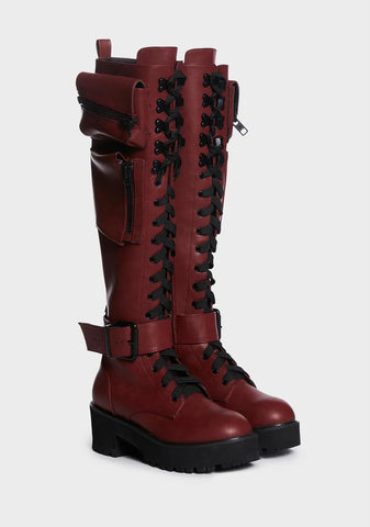 Oxblood Obsidian Pocket Combat Boots