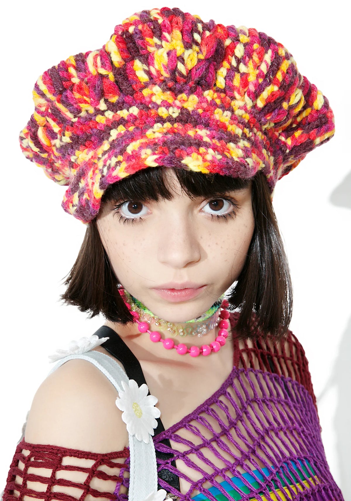 Vintage Crochet Wool Beret