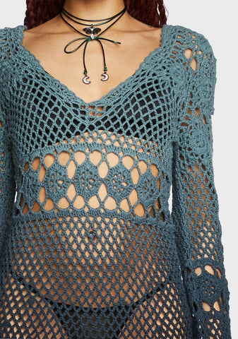 Bottled Appetites Crochet Dress - Green